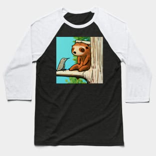 Raccoon chats with bird in tree Baseball T-Shirt